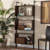 Baxton Studio Aldis Modern Industrial Walnut Brown Finished Wood and Black Metal 3-Tier Display Shelf 196-12082-ZORO